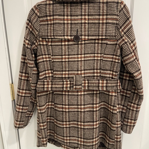 JuJu Brown Plaid Double-Breasted Trench Coat - Picture 2 of 4